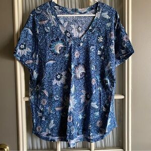 Loft blue floral cotton Tshirt